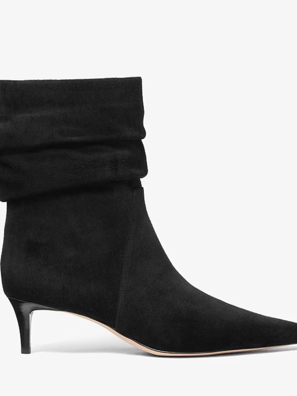 Michael Kors Dawn Black Suede Slouchy Pointed-Toe Kitten Heel Ankle Booties NIB - Picture 2 of 8
